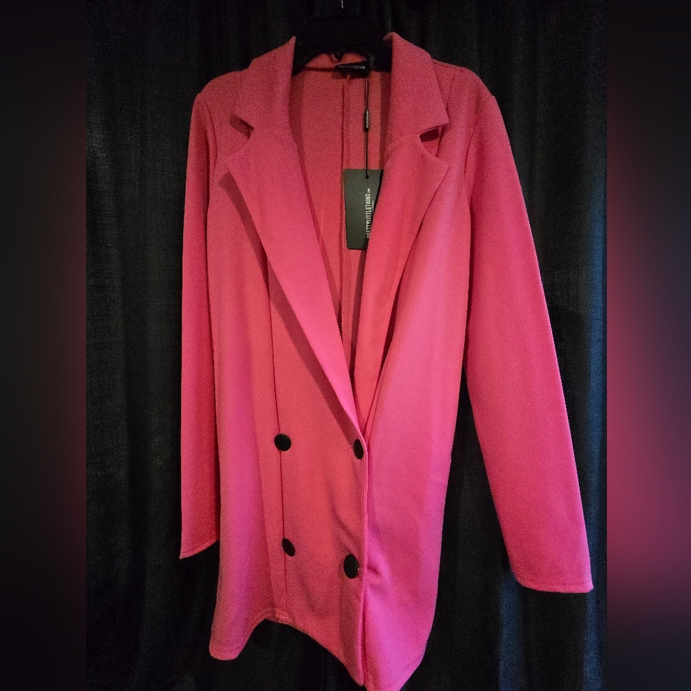 PrettyLittleThing Vibrant Pink Trench Blazer (NEW)
